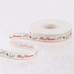 CINTA NAVIDAD GRO BLANCO MERRY HORIZONTAL 5/8" X 25YD