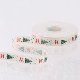 CINTA NAVIDAD GRO BLANCO PINO VERTICAL 5/8" X 25YD