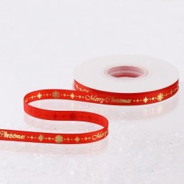 CINTA NAVIDAD GRO ROJO MERRY DORADO 3/8" X 25YD