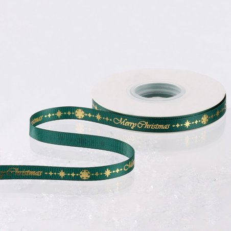 CINTA NAVIDAD GRO VERDE MERRY DORADO 3/8" X 25YD