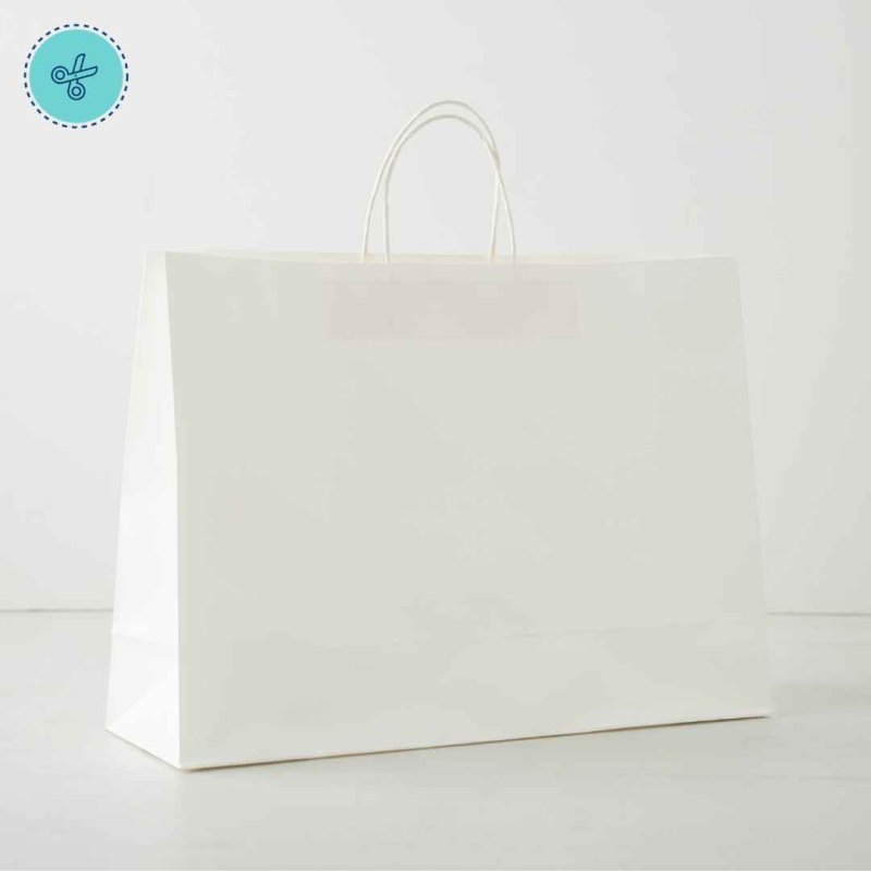 BOLSA PAPEL ASA BLANCO XL HORIZONTAL 41X31X13CM (12UND)