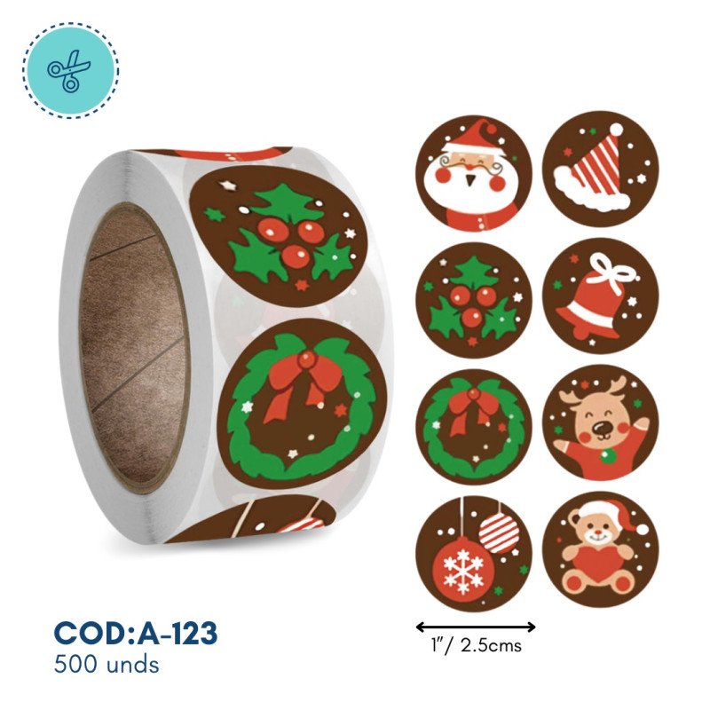 STICKERS CHOCOLATE NAV, A-123, 500 UND, 1"