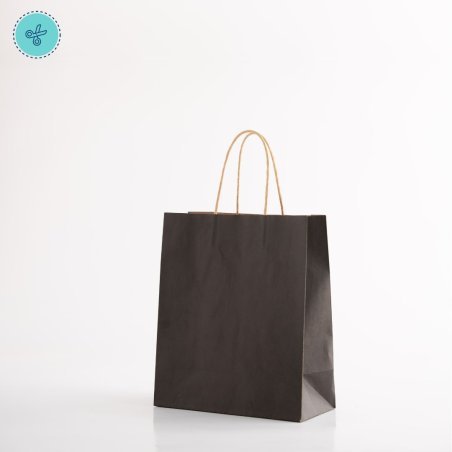 BOLSA PAPEL ASA NEGRO M VERTICAL 22X26X11CM (12UND)