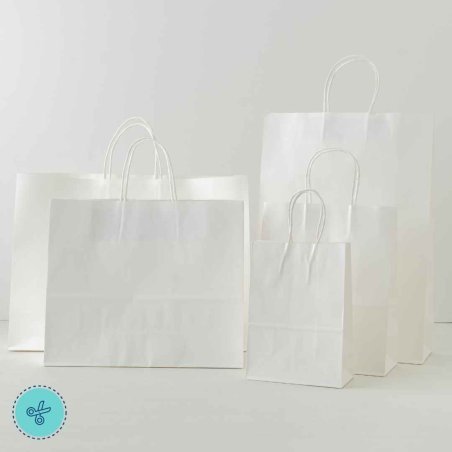 BOLSA PAPEL ASA BLANCO M VERTICAL 22X26X11CM (12UND)