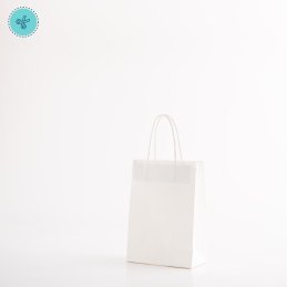 BOLSA PAPEL ASA BLANCO S VERTICAL 15X21X8CM (12UND)