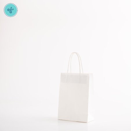 BOLSA PAPEL ASA BLANCO S VERTICAL 15X21X8CM (12UND)