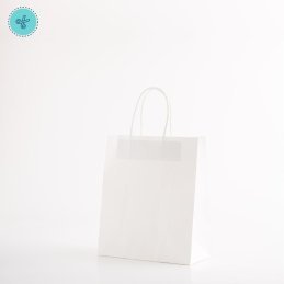 BOLSA PAPEL ASA BLANCO M VERTICAL 22X26X11CM (12UND)