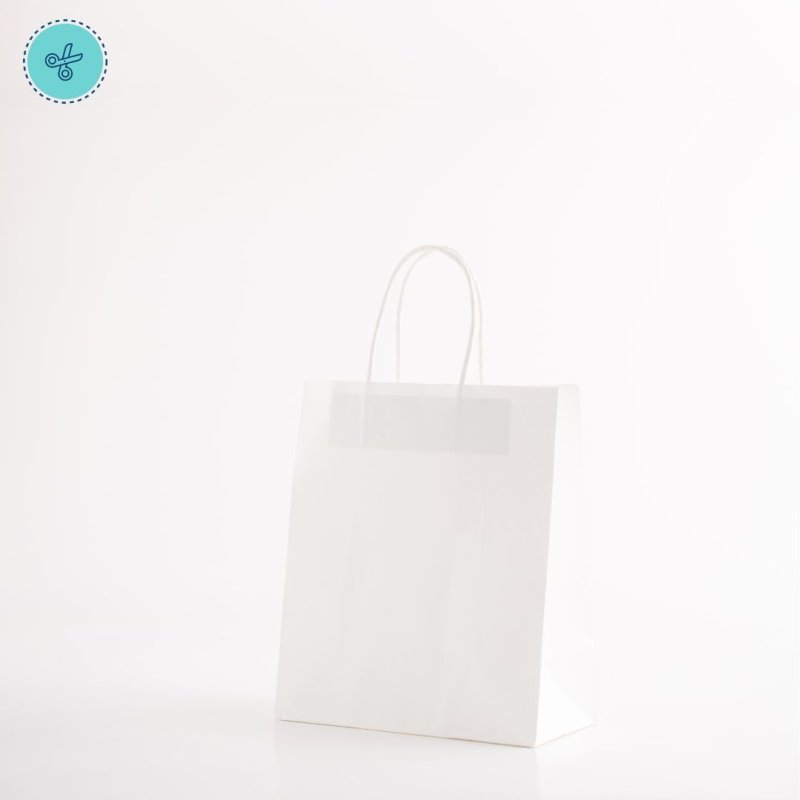 BOLSA PAPEL ASA BLANCO M VERTICAL 22X26X11CM (12UND)