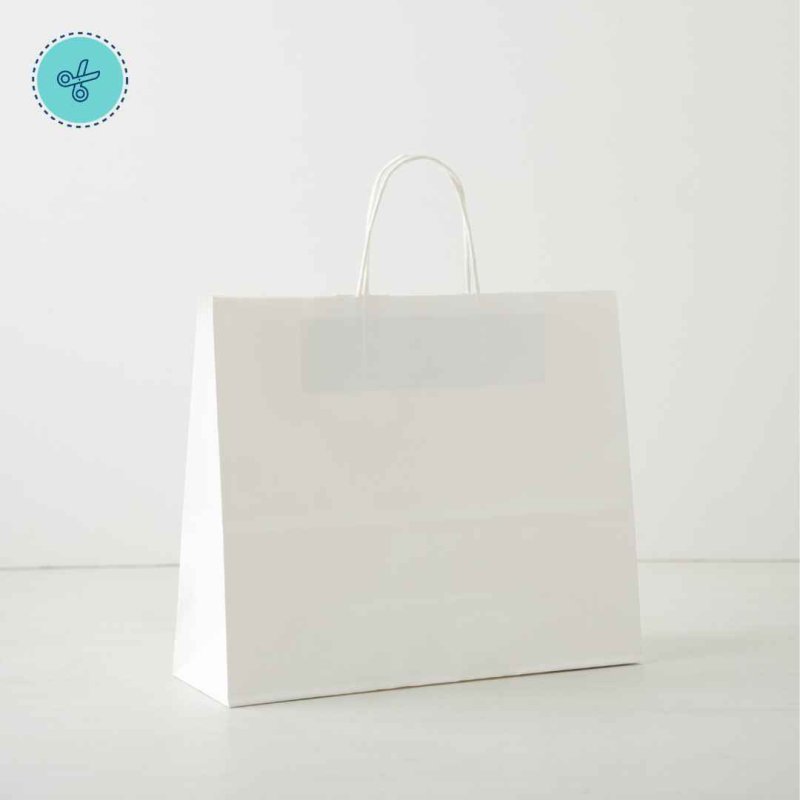 BOLSA PAPEL ASA BLANCO L HORIZONTAL 33X26X12CM (12UND)
