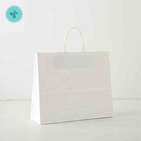 BOLSA PAPEL ASA BLANCO L HORIZONTAL 33X26X12CM (12UND)