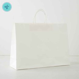 BOLSA PAPEL ASA BLANCO XL HORIZONTAL 41X31X13CM (12UND)