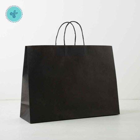BOLSA PAPEL ASA NEGRO XL HORIZONTAL 41X31X13CM (12UND)