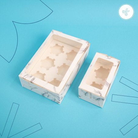 CAJAS DE 6 CUPCAKES MARMOL 9.5X6.3X3 (12UND)