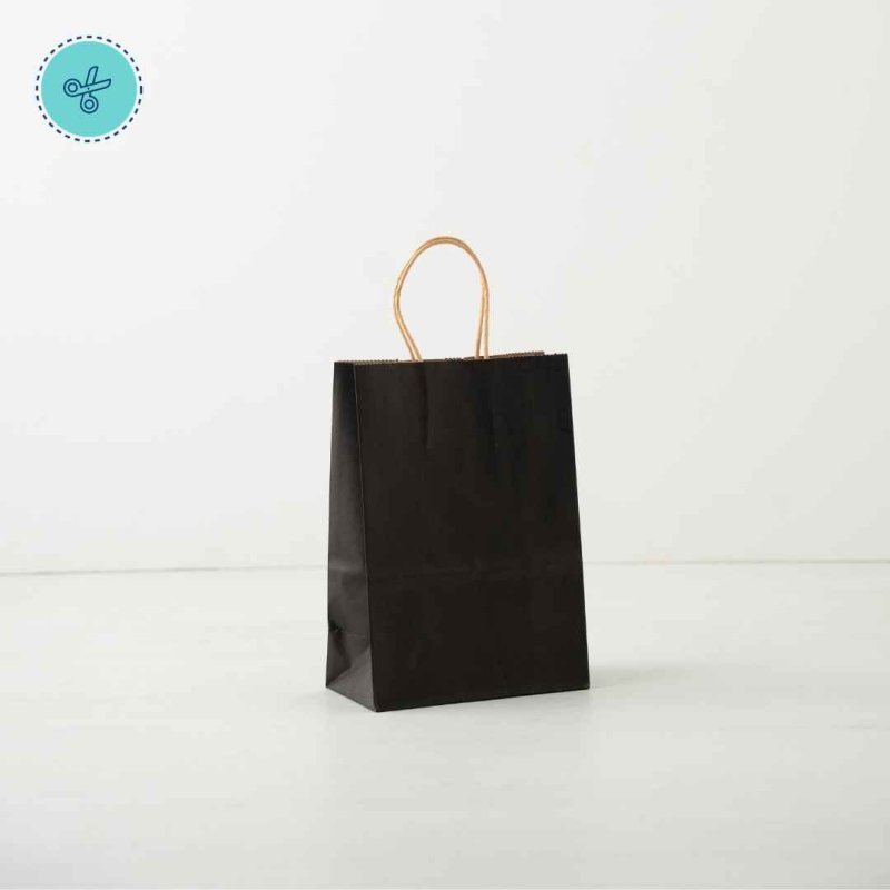 BOLSA PAPEL ASA NEGRO S VERTICAL 15X21X8CM (12UND)