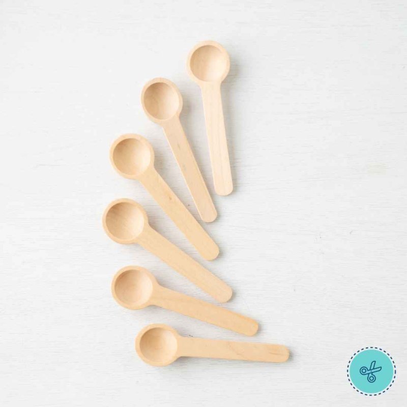 CUCHARITAS DE MADERA PARA SALES Y ESPECIAS 8.5CM (6 PZAS) 