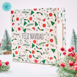 CAJA NAVIDAD, CUADRADA 9 3/4 x 9 3/4 x 3 1/2" (12UND)