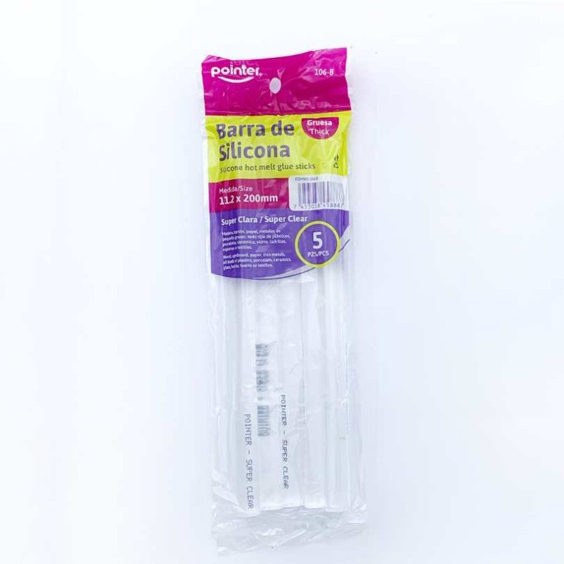 BARRAS DE SILICONE GRUESAS  11.2mm X 200mm, 5 PIEZAS