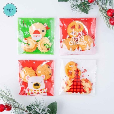 BOLSA CELOFAN DE NAVIDAD ARBOL 4x4" -10x10cm (100UND)