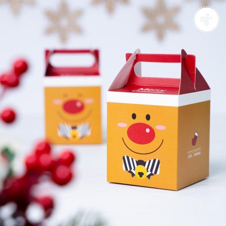 CAJA CON ASA NAVIDAD RENO, PB002 10x9x9cm (6UND)