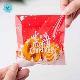 BOLSA CELOFAN DE NAVIDAD MERRY 4x4" -10x10cm (100UND)