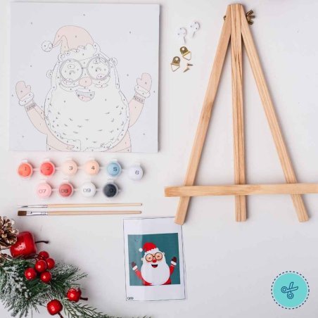PAINT BY NUMBERS SANTA 20X20CM CABALLETE- PINTURA - PINCEL