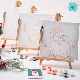 PAINT BY NUMBERS SANTA 20X20CM CABALLETE- PINTURA - PINCEL