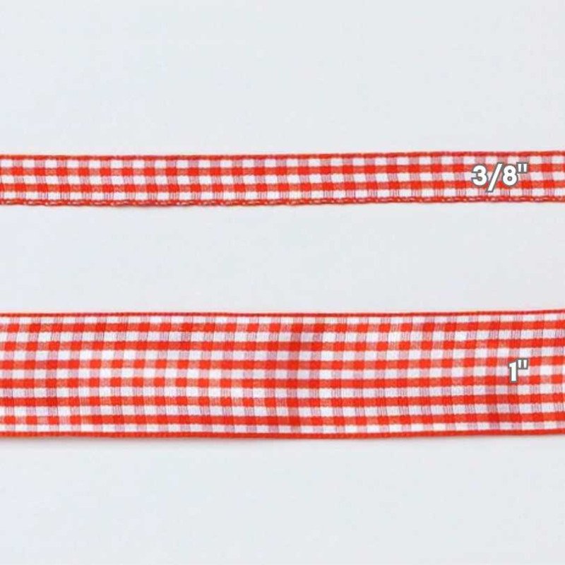 CINTAS GINGHAM  3/8" NARANJA 50yd
