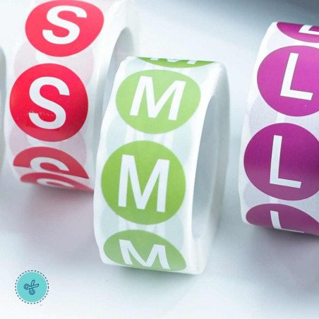 STICKERS TALLA M, 500UND, 1"