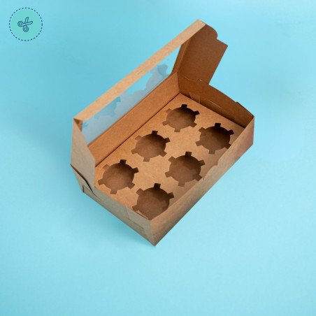 CAJAS DE 6 CUPCAKES KRAFT 9.5X6.3X3" (12UND)