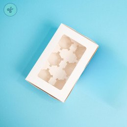 CAJAS DE 6 CUPCAKES BLANCO 9.5X6.3X3 (12UND)