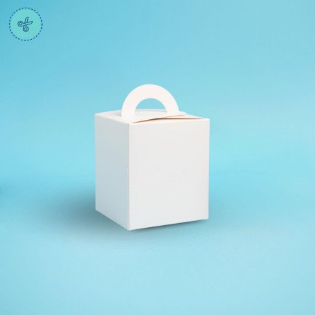CAJA CON ASA, BLANCA 9.5x9.5x11cm, (6UND)