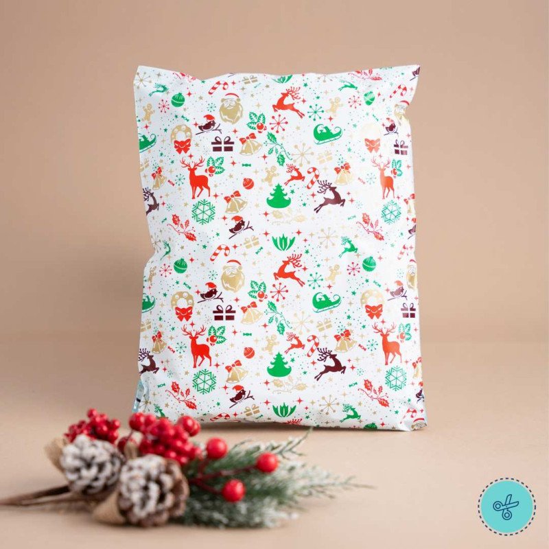 MAILER BAG NAV BLANCA CON RENOS 10X13"- 25.5X33CM (20UND)