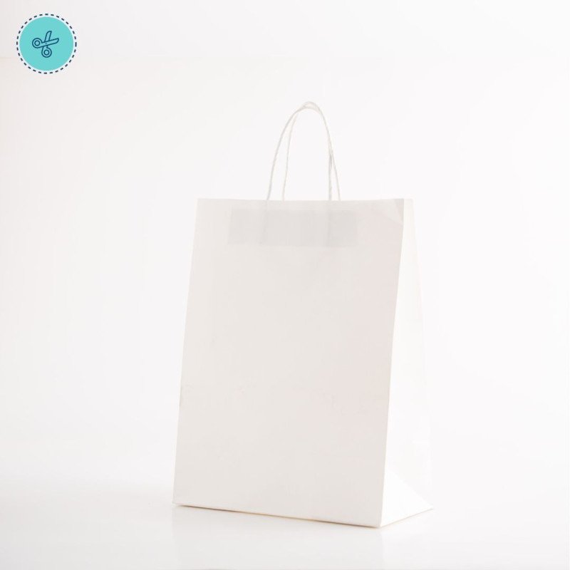 BOLSA PAPEL ASA BLANCO L 25X33X13CM (12UND