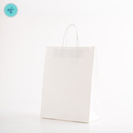 BOLSA PAPEL ASA BLANCO L VERTICAL 25X33X13CM (12UND