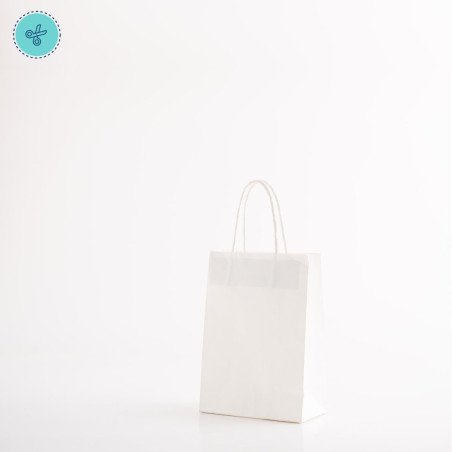 BOLSA PAPEL ASA BLANCO S 15X21X8CM (12UND)