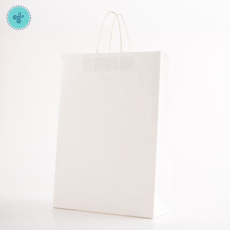 BOLSA PAPEL ASA BLANCO XL VERTICAL 30X42X12CM (12UND)