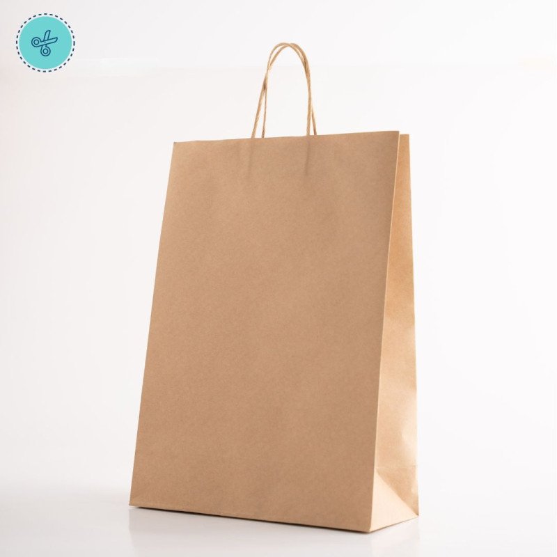 BOLSA PAPEL ASA KRAFT XL VERTICAL 30X42X12CM (12UND)