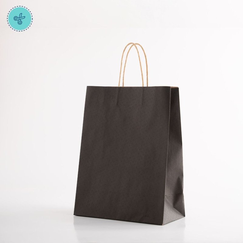 BOLSA PAPEL ASA NEGRO L 25X33X13CM (12UND)