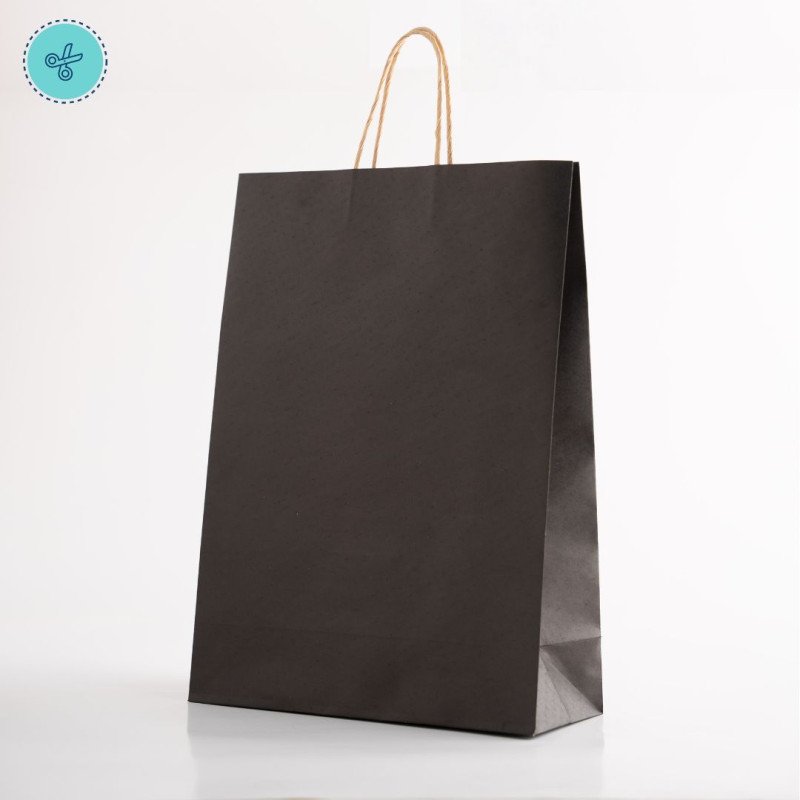 BOLSA PAPEL ASA NEGRO XL 30X42X12CM (12UND)