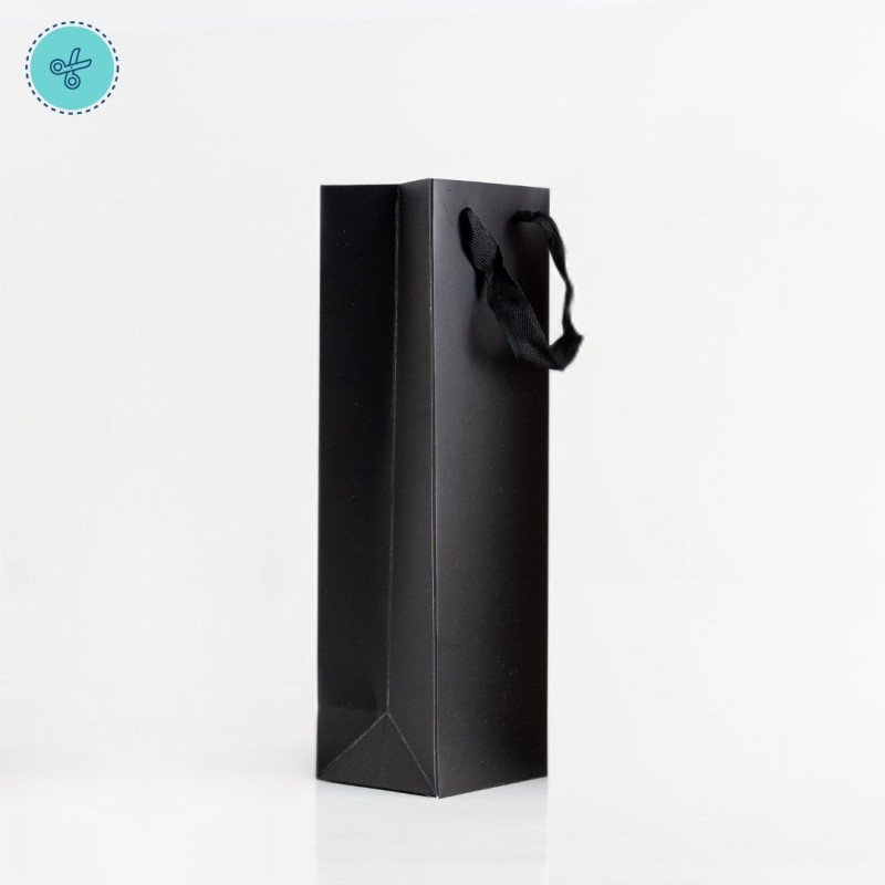 BOLSA PAPEL ASA NEGRO RONPONCHE-VINO 11X35X9CM