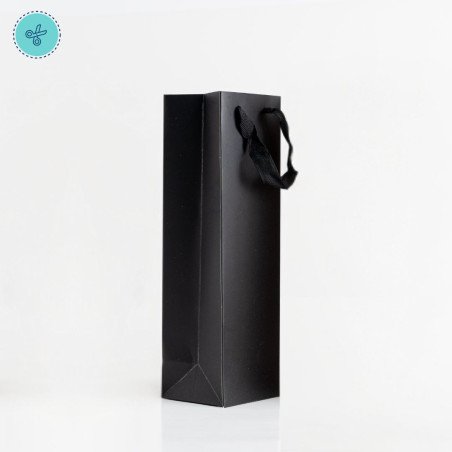 BOLSA PAPEL ASA NEGRO RONPONCHE-VINO 11X35X9CM