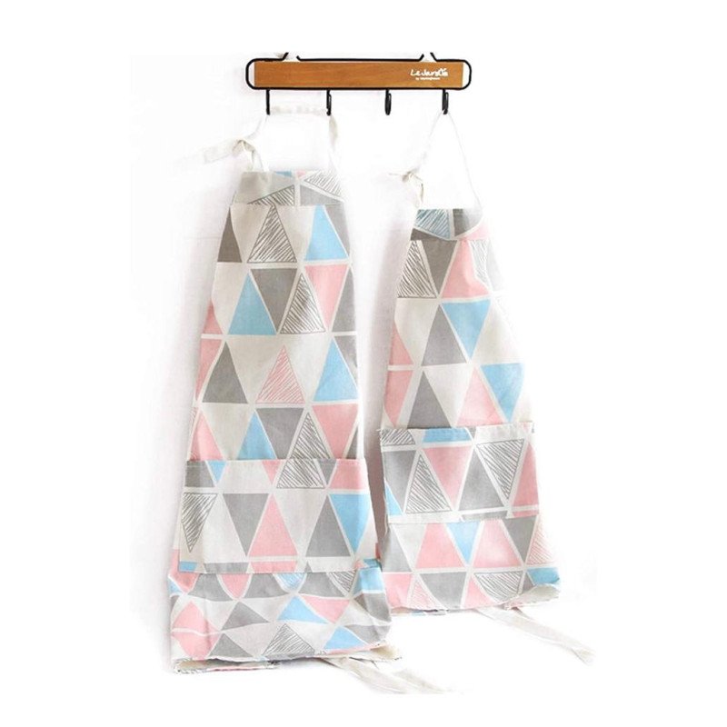DELANTAL DE TRIANGULO ROSADO Y AZUL NIÑO