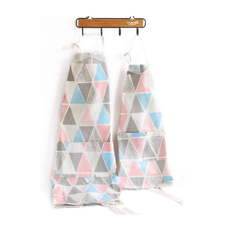DELANTAL DE TRIANGULO ROSADO Y AZUL ADULTO