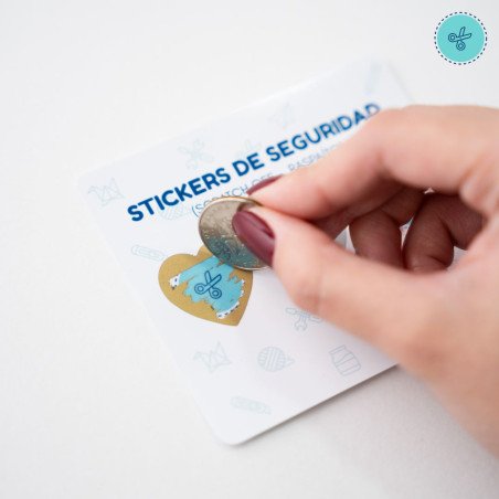 STICKER SEGUR. CORAZON DORADO (RASPAITO), 300 UND, 1"