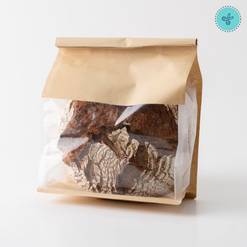 BOLSAS DE PAPEL KRAFT LAMINADO L, CON  VENTANA 50UND MASA