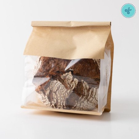 BOLSAS DE PAPEL KRAFT LAMINADO L, CON  VENTANA 50UND MASA
