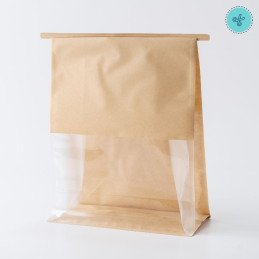 BOLSAS DE PAPEL KRAFT LAMINADO L, CON  VENTANA 50UND MASA