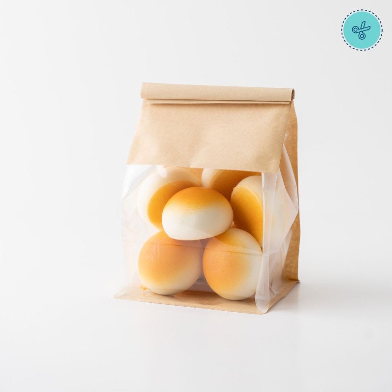 BOLSAS DE PAPEL KRAFT LAMINADO M, CON  VENTANA 50UND MASA