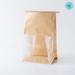 BOLSAS DE PAPEL KRAFT LAMINADO M, CON  VENTANA 50UND MASA