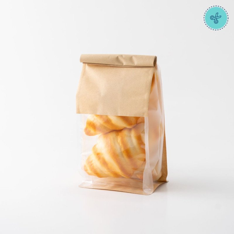 BOLSAS DE PAPEL KRAFT LAMINADO S, CON  VENTANA 50UND MASA